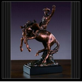 Cowboy with Horses Copper Figurine - 13.5"H X 9"W